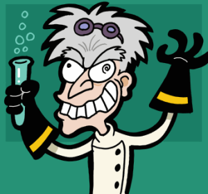 Caricature of a mad scientist drawn by J.J.